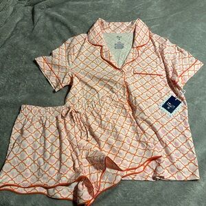 Roller Rabbit x Target Pink & Orange Geo Hearts Short Pajama Set - Women’s M